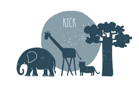 Stoer geboortekaartje met silhouetten van safari dieren