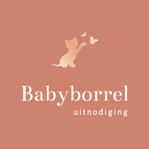 Kraamborrelkaart met katje in roségoudfolie