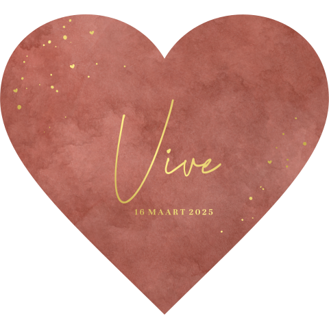 Uniek hartvormig geboortekaartje met goudfolie en velvet-look