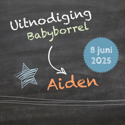 Hippe babyborrel uitnodiging kaart schoolbord