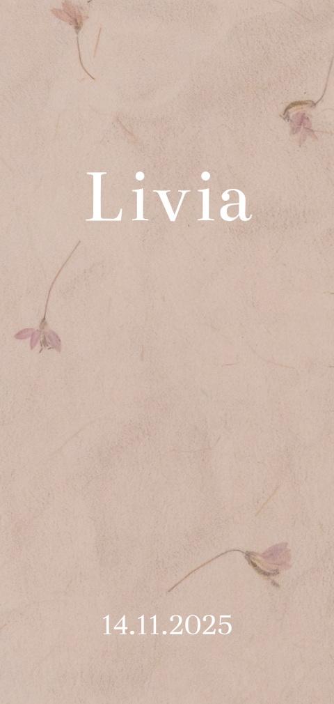 Stijlvol droogbloemen geboortekaartje voor meisje