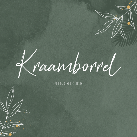 Kraamborrel uitnodiging groen met takjes