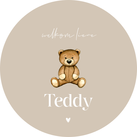 Raamsticker met teddybeer en lief hartje