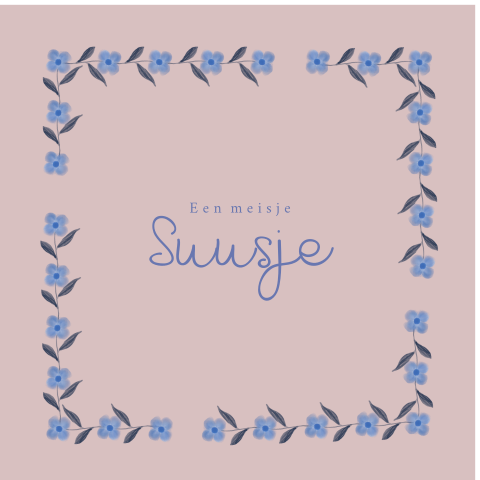 Lieve raamsticker met blauwe watercolour bloemetjes