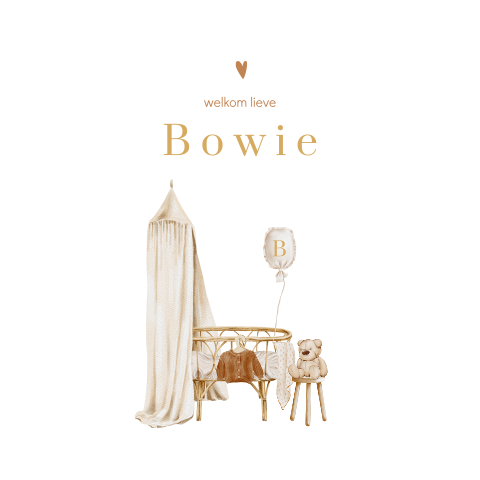 Ronde raamsticker met rotan wiegje en teddybeer