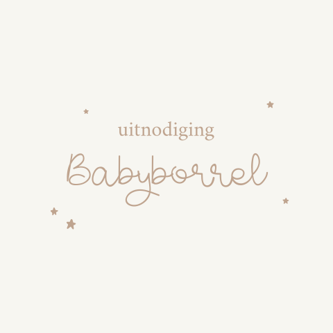 Babyborrel uitnodiging wit met sterretjes