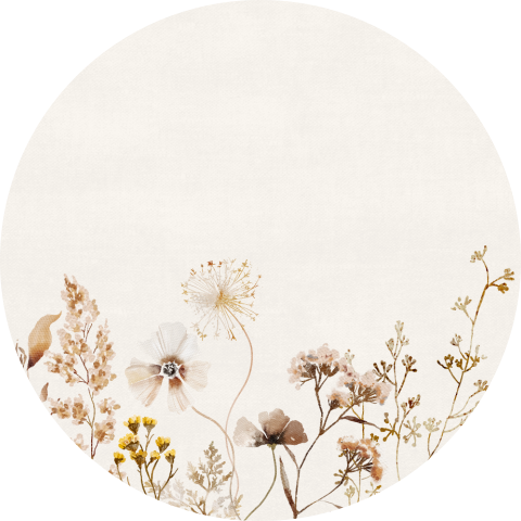 Sluitsticker beige met veldbloemen