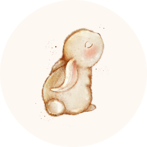 Sluitsticker wit met schattig konijntje