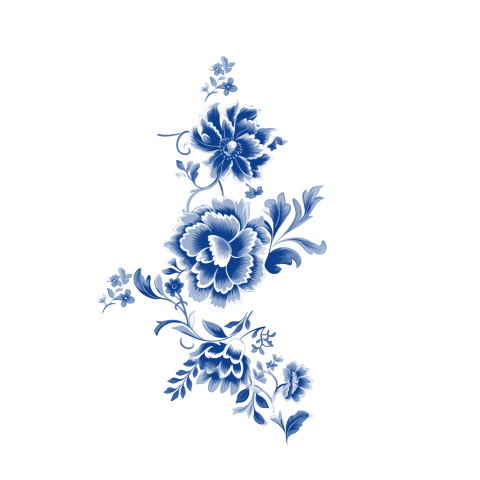 Klassieke sluitsticker met delfts blauwe bloemen