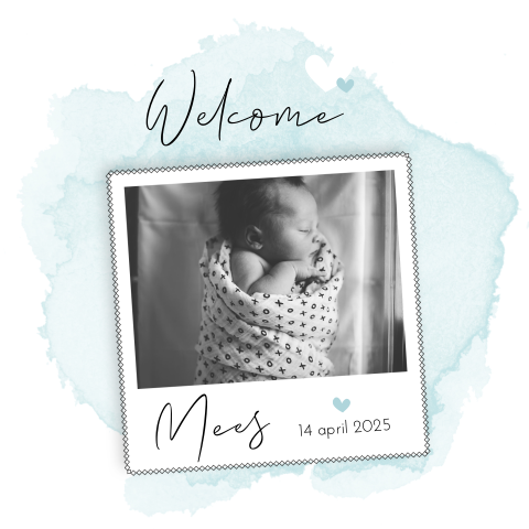 Zelf maken geboortekaartje met foto en watercolour