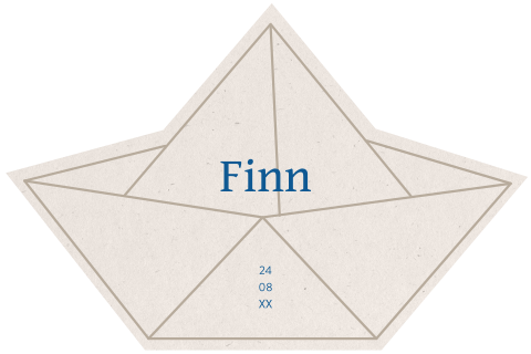 Bijzonder geboortekaartje in de vorm van een gevouwen bootje