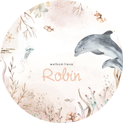 Raamsticker met watercolour onderwaterwereld en dolfijnen