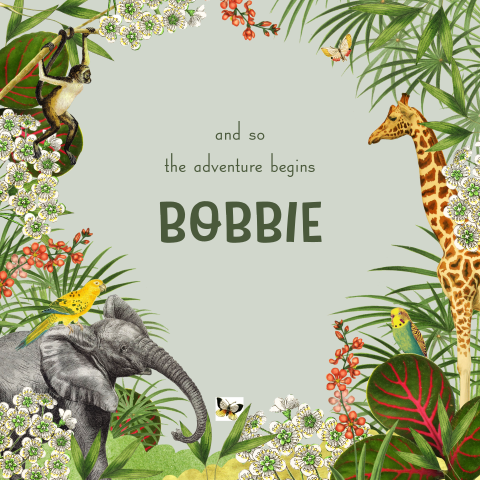 Poster jungledieren met naam