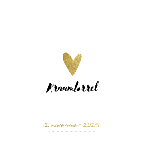 Goudfolie hip kraamborrelkaartje met lief glitterhart
