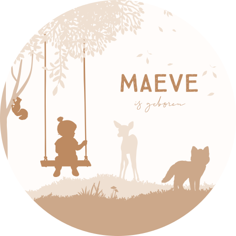 Raamsticker met silhouetje van een meisje en bosdieren