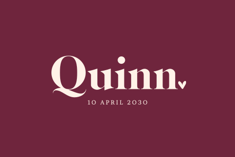 Minimalistisch geboortekaartje met hartje in Cherry-kleur voor unisex