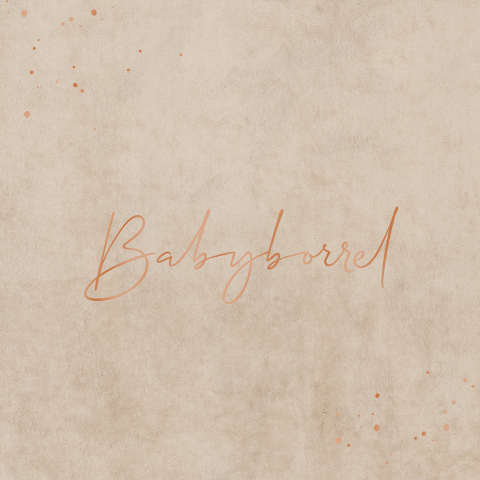 Kraamborrel uitnodiging bruine velvet-look met hoogglans