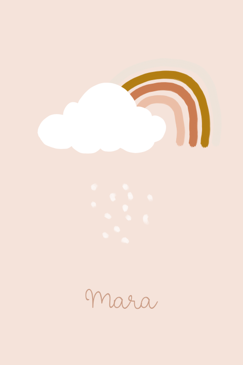 Lief babykaartje met regenboog en wolkje