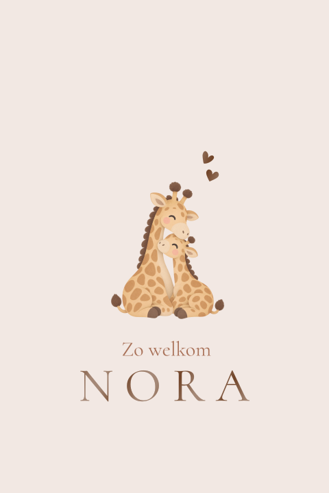 Geboortekaartje meisje met schattige giraffen en hoogglans