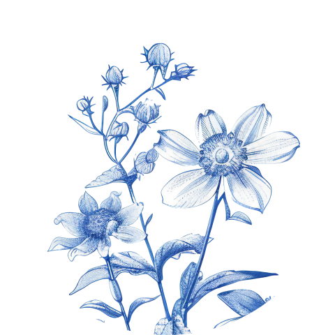 Mooie sluitsticker met Delfts blauwe bloemen