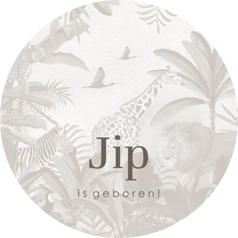 Raamsticker rond grijs met jungledieren
