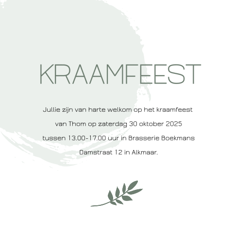 Moderne kraamborrelkaart met groen takje