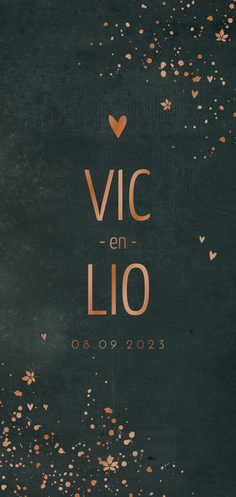 Stoer geboortekaartje voor tweeling met hoogglans en verfspatten