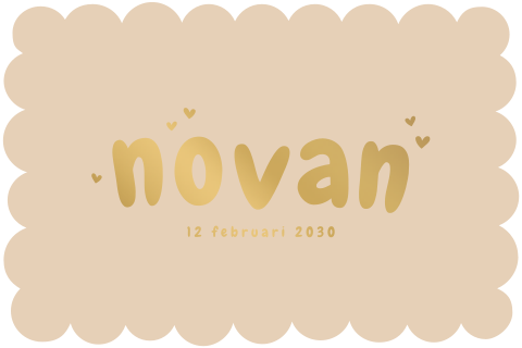 Leuk beige geboortekaartje met bubbelrand en speelse letters