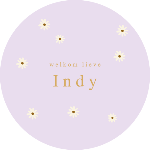 Ronde raamsticker lila met madeliefjes