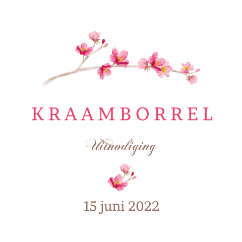 Kraamborrelkaartje met bloesem passend bij geboortekaartje