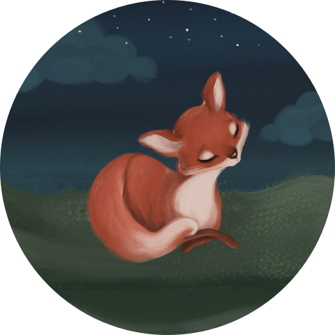 Sluitsticker met vosje onder sterrenhemel