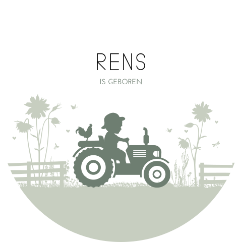 Raamsticker rond groen met silhouetje op tractor