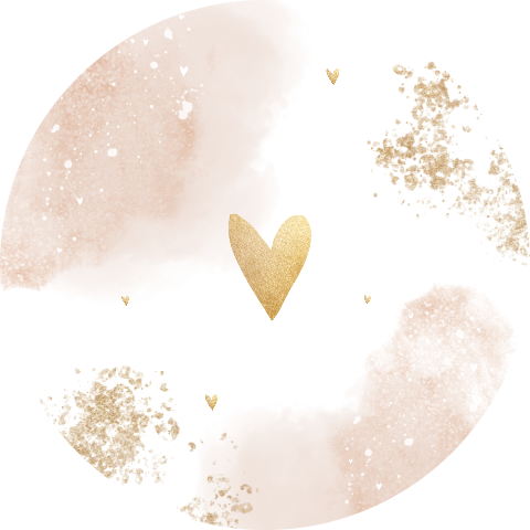 Watercolour sluitsticker met goudfolie hartje