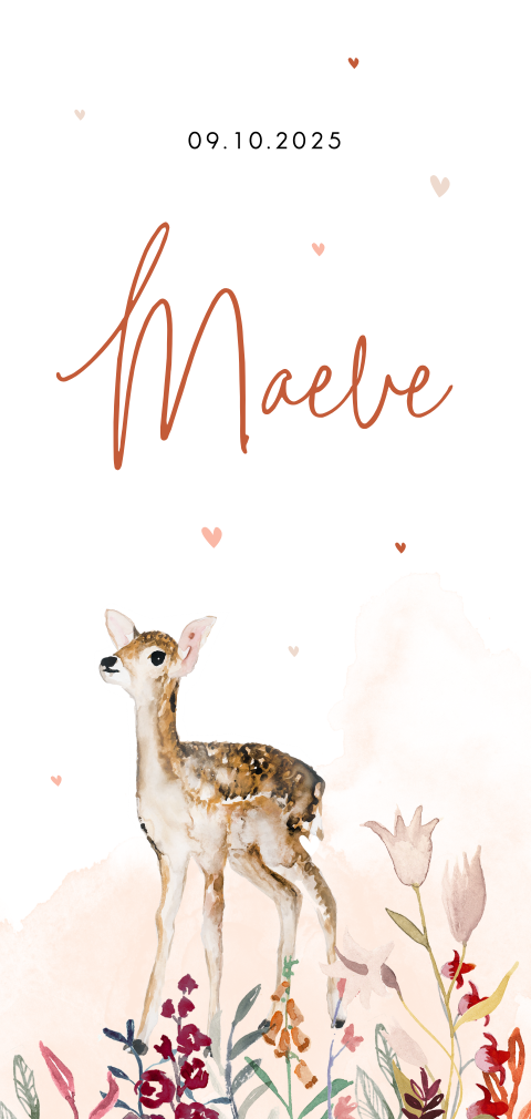 Lieflijk babykaartje meisje met hertje