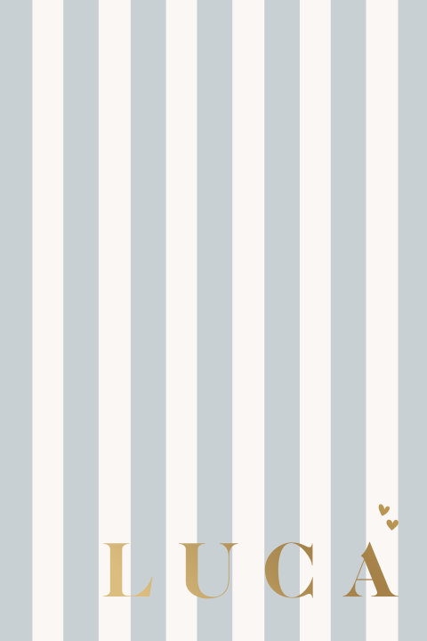 Lief geboortekaartje jongen met streepjespatroon matgoudfolie