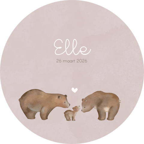 Lieve raamsticker met watercolour en berenfamilie