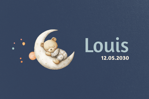 Geboortekaartje beer in de ruimte met planeten