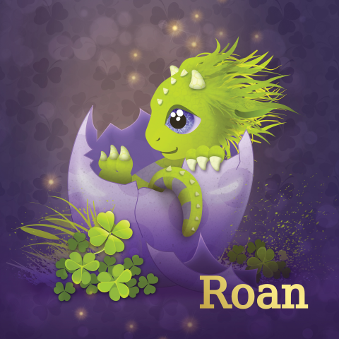 Goudfolie unieke geboortekaart jongen met groen draakje