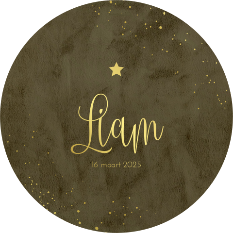 Origineel goudfolie babykaartje in de vorm van een cirkel