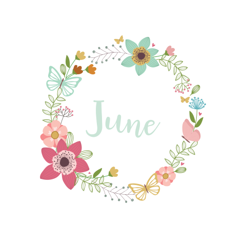 Lieve geboortekaart met hippe krans van bloemen in mint groen en roze