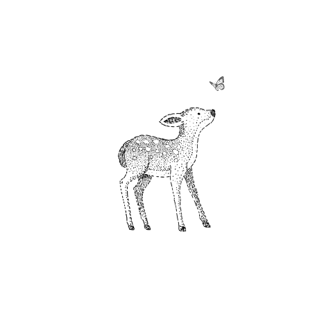 Sluitsticker wit met lijntekening hertje