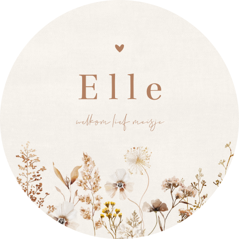 Raamsticker rond met veldbloemen