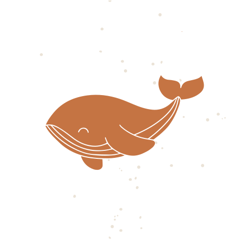 Lieve sluitsticker met walvis en stipjes