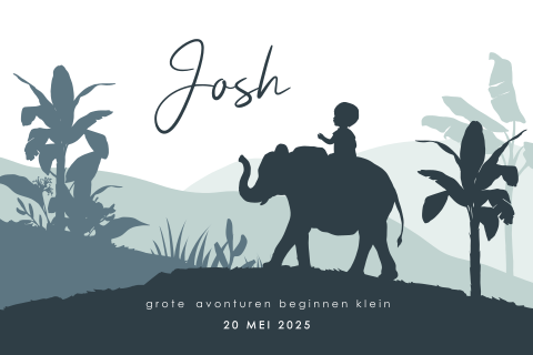 Mooi geboortekaartje met jungle thema voor een jongen