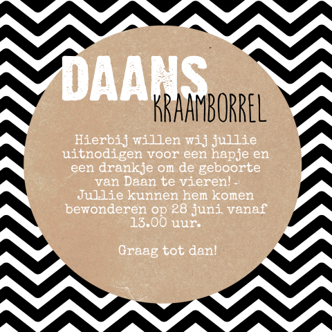 Stoere kraamborrel uitnodiging met kraftlook en vosje