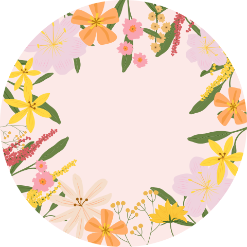 Fleurige behangcirkel met bloemen voor de kinderkamer
