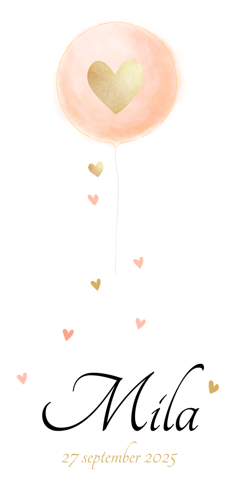 Hip geboortekaartje met watercolor en hartjes