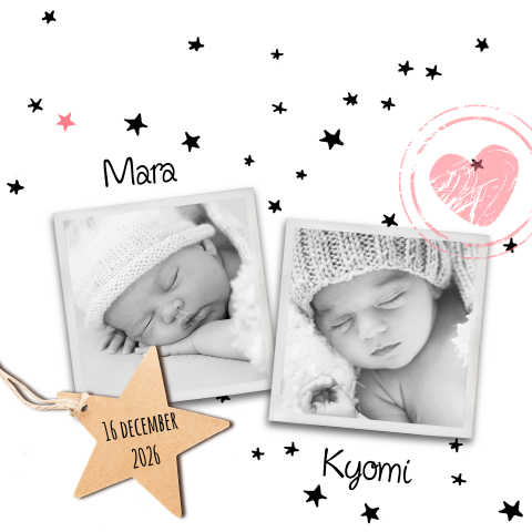 Foto geboortekaartje voor een tweeling