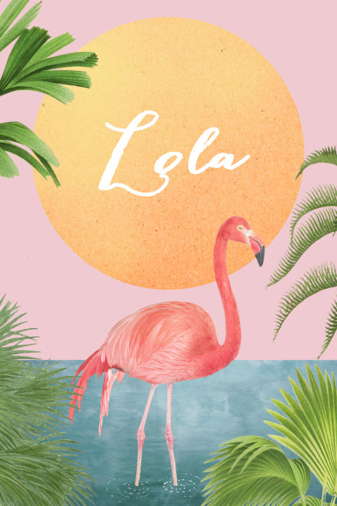 Tropisch geboortekaartje flamingo