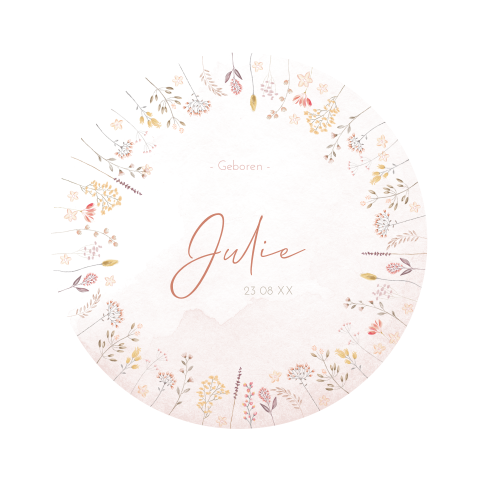 Lief geboortekaartje met aquarel en veldbloemen